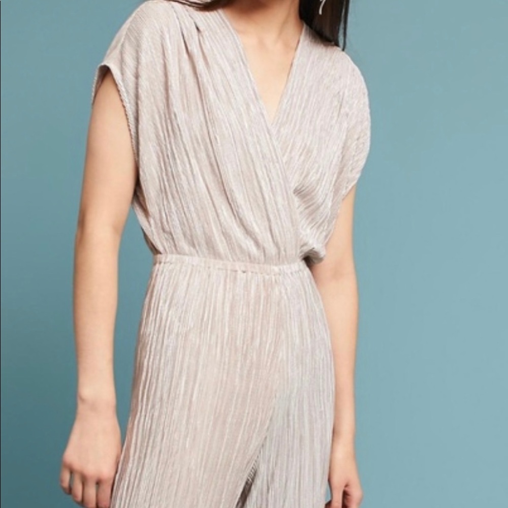 NWT Anthropologie gold jumpsuit